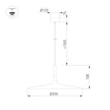 Светильник SP-FIORE-R250-8W Warm3000 (WH, 120 deg, 230V) (IP20 металл, 3 года)