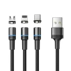                  Кабель USB 3в1, Type-С, Lightning, Micro USB, 1.2м, черный
               