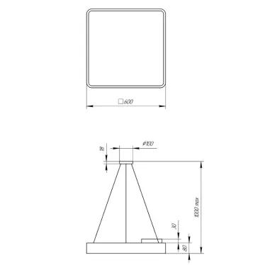 Светильник светодиодный Geometria Quadro SPO-163-B-40K-050 50Вт 4000К 3700Лм IP40 600*600*80 черный подвесной | Б0050587 | ЭРА