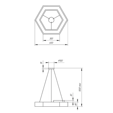 Светильник светодиодный Geometria Hexagon SPO-123-B-40K-045 45Вт 4000К 2500Лм IP40 600*600*80 черный подвесной | Б0050555 | ЭРА