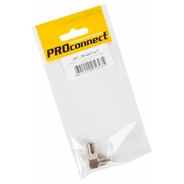Переходник антенный, (гнездо F - штекер TV), угловой PROconnect