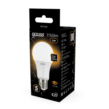 Лампа светодиодная LED 12 Вт 1150 лм 3000К А60 груша теплый E27 AC 220В Black Gauss