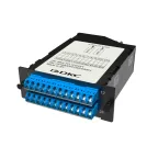                  Кассета претерминированная 24ОВ 09/125 OS2. 2хMTP(12)f/12хLC-UPC Dupleх (с интегрированными шторками). 1 HU
               
