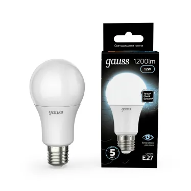 Лампа светодиодная LED 12 Вт 1200 лм 4100К А60 груша нейтральный E27 AC 220В Black Gauss