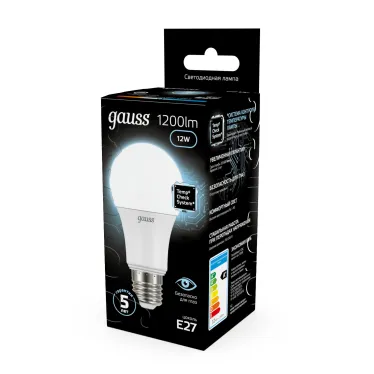 Лампа светодиодная LED 12 Вт 1200 лм 4100К А60 груша нейтральный E27 AC 220В Black Gauss