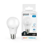 Лампа светодиодная LED 12 Вт 1170 лм 6500К А60 груша холодный E27 AC 220В Elementary Gauss