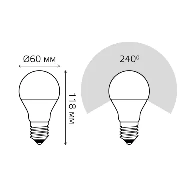Лампа светодиодная LED 15 Вт 1480 лм 6500К А60 груша холодный E27 AC 220В Elementary Gauss