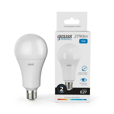 Лампа светодиодная LED 35 Вт 2790 лм 6500К А70 груша холодный E27 AC 220В Elementary Gauss
