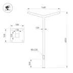 Опора освещения со светильником светодиодным OXOR-STER-Y-2000x100x100-L4000-100W Warm3000 (BK, 230V) IP65 (ARL, Сталь)