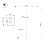 Опора освещения со светильником светодиодным OXOR-STER-T-2000x100x100-L4000-100W Warm3000 (BK, 230V) IP65 (ARL, Сталь)