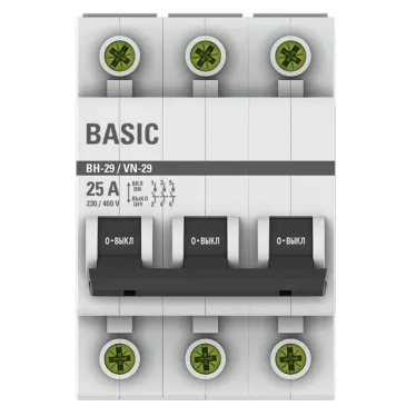 Выключатель нагрузки модульный ВН-29 3P 25А EKF Basic | SL29-3-25-bas | EKF