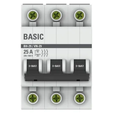 Выключатель нагрузки модульный ВН-29 3P 25А EKF Basic | SL29-3-25-bas | EKF