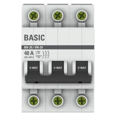 Выключатель нагрузки модульный ВН-29 3P 40А EKF Basic | SL29-3-40-bas | EKF