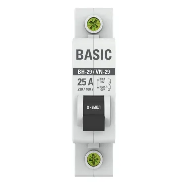 Выключатель нагрузки модульный ВН-29 1P 25А EKF Basic | SL29-1-25-bas | EKF