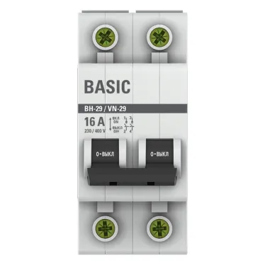 Выключатель нагрузки модульный ВН-29 2P 16А EKF Basic | SL29-2-16-bas | EKF