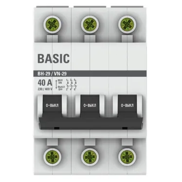 Выключатель нагрузки модульный ВН-29 3P 40А EKF Basic | SL29-3-40-bas | EKF