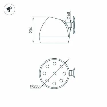 Светильник светодиодный OXOR-OZLUM-250x206-20W Day4000 (BK, 120 deg, 230V) IP65 (ARL, IP65 Металл, 3 года)