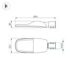 Светильник светодиодный OXOR-TURI-604х241-80W Warm3000 (GR, 144x75 deg, 230V) IP66 (ARL)