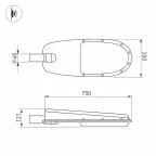 Светильник светодиодный OXOR-ELFA-749х351-125W Day5000 (GR, 144x61 deg, 230V) IP65 (ARL)