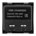 Розетка USB A+C, 2.1А, 2 гнезда, без индикатора, черная, матовая EKF