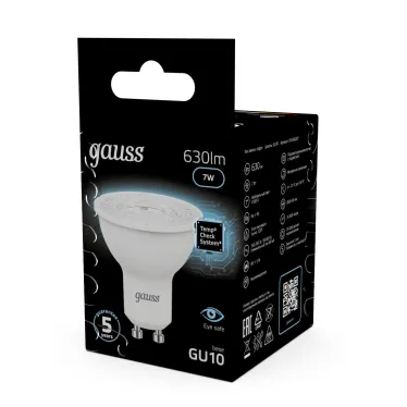 Лампа светодиодная LED 7 Вт 630 лм 4100К софит MR16 нейтральный GU10 AC 220В Black Gauss
