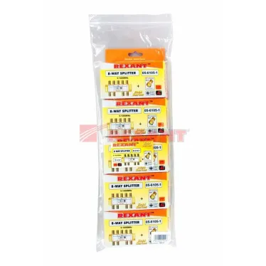 ДЕЛИТЕЛЬ  ТВ  x 8 + 9шт. F   "BOX"  5-1000 МГц  "GOLD"  | 05-6105-1 | REXANT