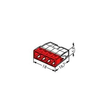 Клемма 4-проводная 0.5-2.5мм2 одножильный красный (уп/100шт) | 2273-204 | WAGO