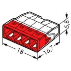 Клемма с пастой 4-проводная 0.5-2.5мм2 одножильный красный (уп/100шт) | 2273-244 | WAGO