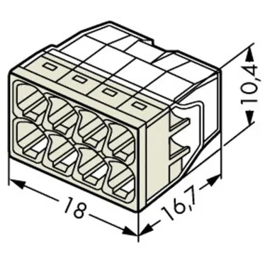 Клемма 8-проводная 0.5-2.5мм2 одножильный серый (уп/50шт) | 2273-208 | WAGO