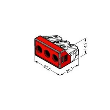 Клемма 3-проводная 2.5 - 6.0мм2 одножильный. красный (уп/50шт) | 773-173 | WAGO