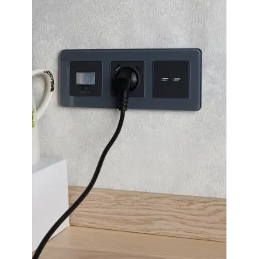 BRITE Розетка USB A+A 3.1А РЮ10-1-БрГ графит