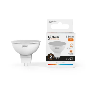Лампа светодиодная LED 7 Вт 530 лм 3000К софит MR16 теплый GU5.3 AC 220В Elementary Gauss