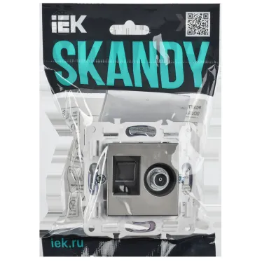 SKANDY Розетка двойная TV+RJ45 кат.5E SK-A14N никель IEK