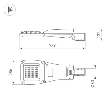 Светильник светодиодный OXOR-GRES-739х286-120W Day4000 (GR, 150x80 deg, 230V) IP66 (ARL)