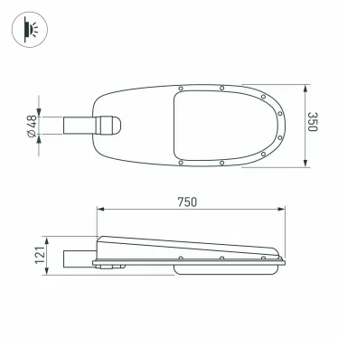 Светильник светодиодный OXOR-ELFA-749х351-150W Day5000 (GR, 144x61 deg, 230V) IP65 (ARL)
