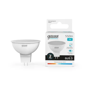 Лампа светодиодная LED 7 Вт 550 лм 4100К софит MR16 нейтральный GU5.3 AC 220В Elementary Gauss