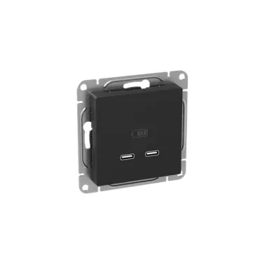 Эпика Механизм розетки USB-C - 2шт черный EKF