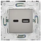 SKANDY Розетка USB A+C 3,1А SK-R14N никель IEK