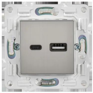 SKANDY Розетка USB A+C 3,1А SK-R14N никель IEK