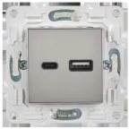 SKANDY Розетка USB A+C 18Вт SK-R13N никель IEK