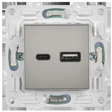 SKANDY Розетка USB A+C 18Вт SK-R13N никель IEK