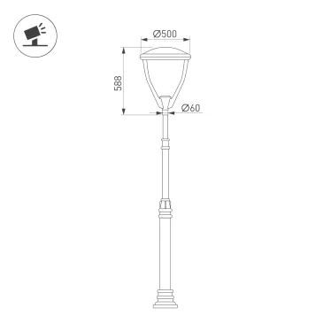 Светильник светодиодный OXOR-LEIS-500x588-50W Day4000 (BK, 120 deg, 230V) IP65 (ARL, IP65 металл, 3 года)
