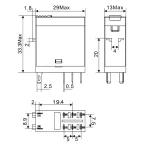 Реле миниатюрное промышленное, 2CO, ком. ток 8А, AgSnO?, напряжение 24V AC, опция: тест-кнопка+светодиод