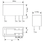 Реле миниатюрное низкопрофильное, 2CO, ком. ток 8А, AgSnO?, напряжение 12V DC