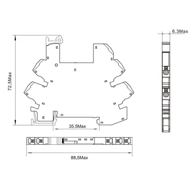 Реле интерфейсное, 1CO, ком. ток 6А, AgSnO?, напряжение 12V AC/DC, push-in клеммы.