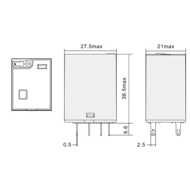 Реле миниатюрное промышленное общего назначения, 2CO, ком. ток 10А, AgSnO?, напряжение 24V DC, опция: светодиод