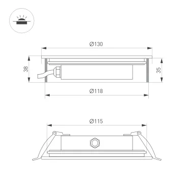 Светильник ART-GROUND-SLIM-R130-9W Warm3000 (SL, 30 deg, 24V) (Arlight, IP67 Металл, 3 года)