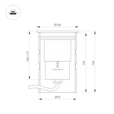 Светильник светодиодный ART-GROUND-ZOOM-R100-15W Warm3000 (SL, 20-40 deg, 24V) (ARL, IP67 металл, 3 года)