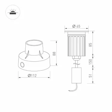 Светильник LTD-GROUND-XL-R65-6W Warm3000 (SL, 15 deg, 230V) (Arlight, IP67 Металл, 3 года) | 028047 | Arlight