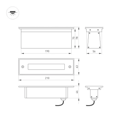 Светильник LTD-LINE-TILT-S210-8W Warm3000 (SL, 120 deg, 230V) (ARL, IP67 Металл, 3 года)